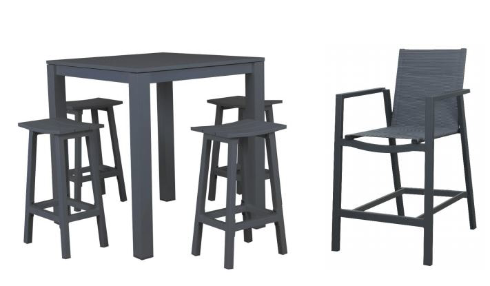 Matzo Post Leg Bar Table and stools